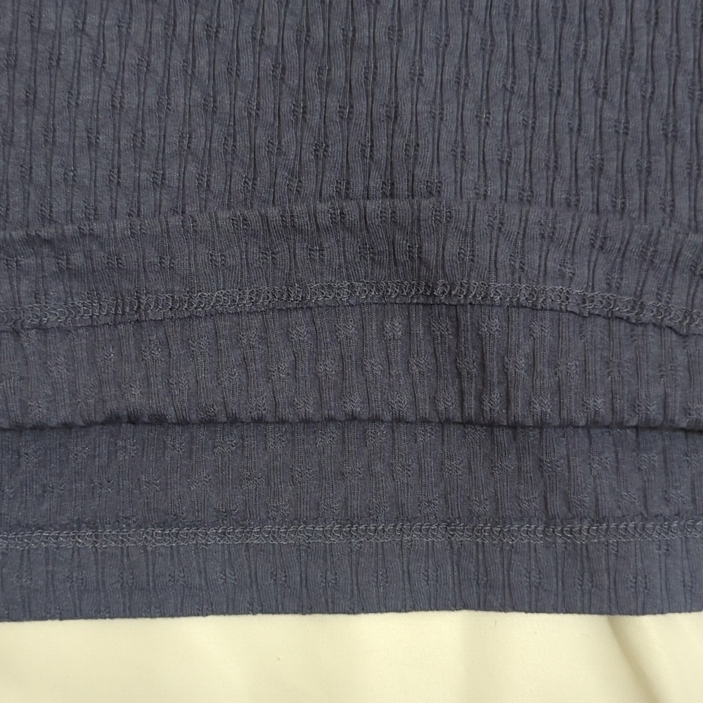 Loft Ribbed Ruffle Sleeve Blouse, Color Blue Size M - Picture 9 of 13